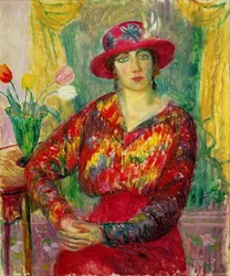 Girl in a Red Dress and Hat
